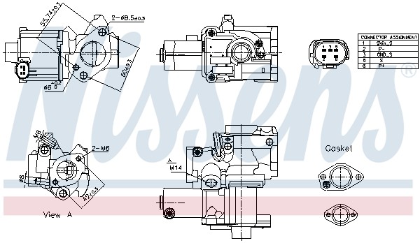 AGR-VENTIL FÜR Audi A6 C6 (4F2), Audi A6 C6 Avant (4F5) - Nissens 98199-image