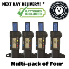Pack Of Four Digital Tyre Depth Gauge Tread Checker LCD Motorbike Car Van Hgv