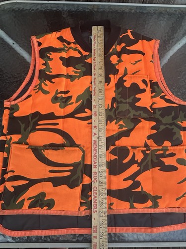 Saftbak Hunting Vest Blaze Orange Camo Mens Large Full Zip Vintage Made In USA - Picture 19 of 20