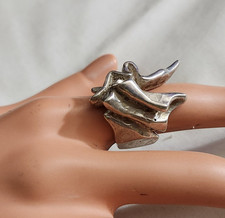Rare Alfred Karram Sterling Silver Brutalist Modernist Dragonfly Ring Size 7