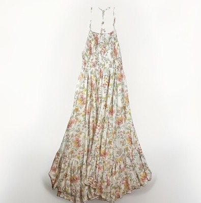 Free People NWT Heat Wave Maxi Slip Dress Smocked Floral L Summer Dress $108