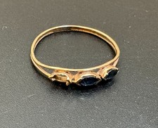 Antique 9ct Yellow Gold Sapphire Ring 0.86g Size Q/R Jewellery Missing 1 Stone