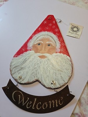 Vintage Rare Christina Taylor Beebe handpainted SANTA SLATE WELCOME Sign 
