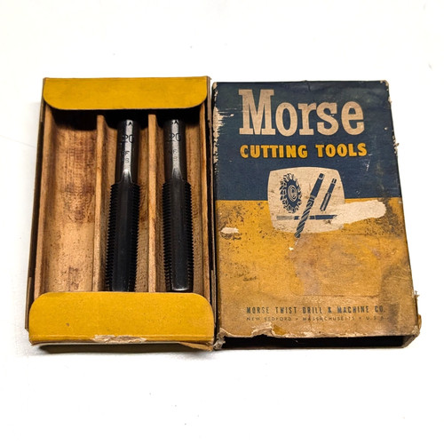 Morse 1/2-20 NF Hand Tap Set Plug & Taper Vintage USA Original Box