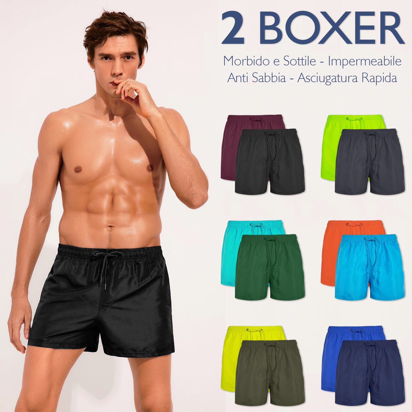 Juego de 2 Piezas Disfraz Mar Hombre Disfraz De Baño Piscina Boxer Surf VEQUE