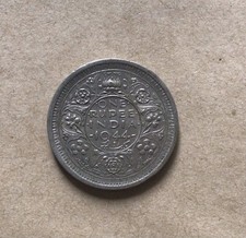 Coin 1944 British India Silver .500 King George Bombay Mint One Rupee