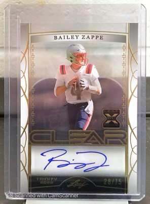 2022 Leaf Trinity - Clear Auto #CA-BZ1 Bailey Zappe /75 Rookie CHIEFS BACKUP QB