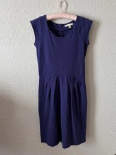 Cotton Pleated Cap Sleeve Day Dress Size Zero Blue/Purple Banana Republic Fac