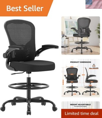 Ergonomic Drafting Chair, Tall Office Chair with Flip-up Armrests, Breathable...