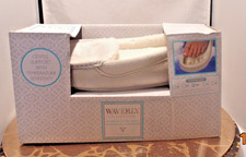 Waverly Moccasin Slippers Faux Suede Shearling Pale Beige Women Size M 9-10