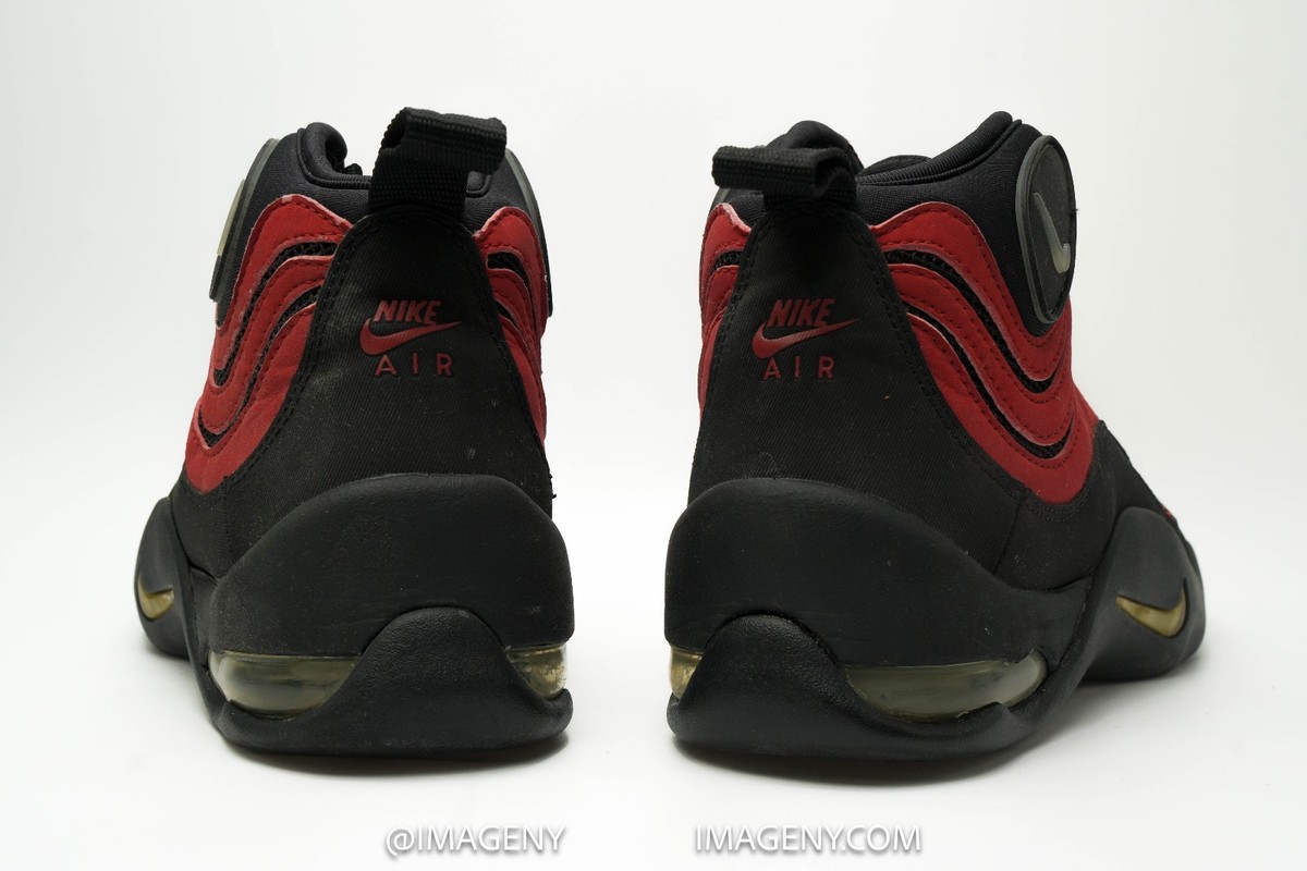 NIKE AIR BAKIN USED SIZE 8 BLACK SILVER VARSITY RED ORANGE BLAZE