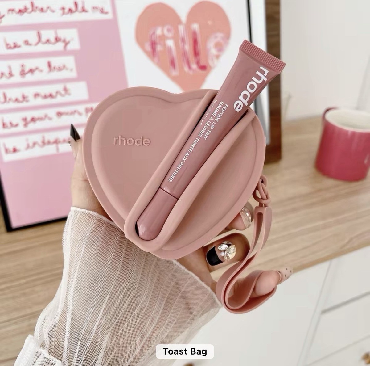 Rhode Silicone Heart-Shaped Bag/Purse with Lipstick Holder