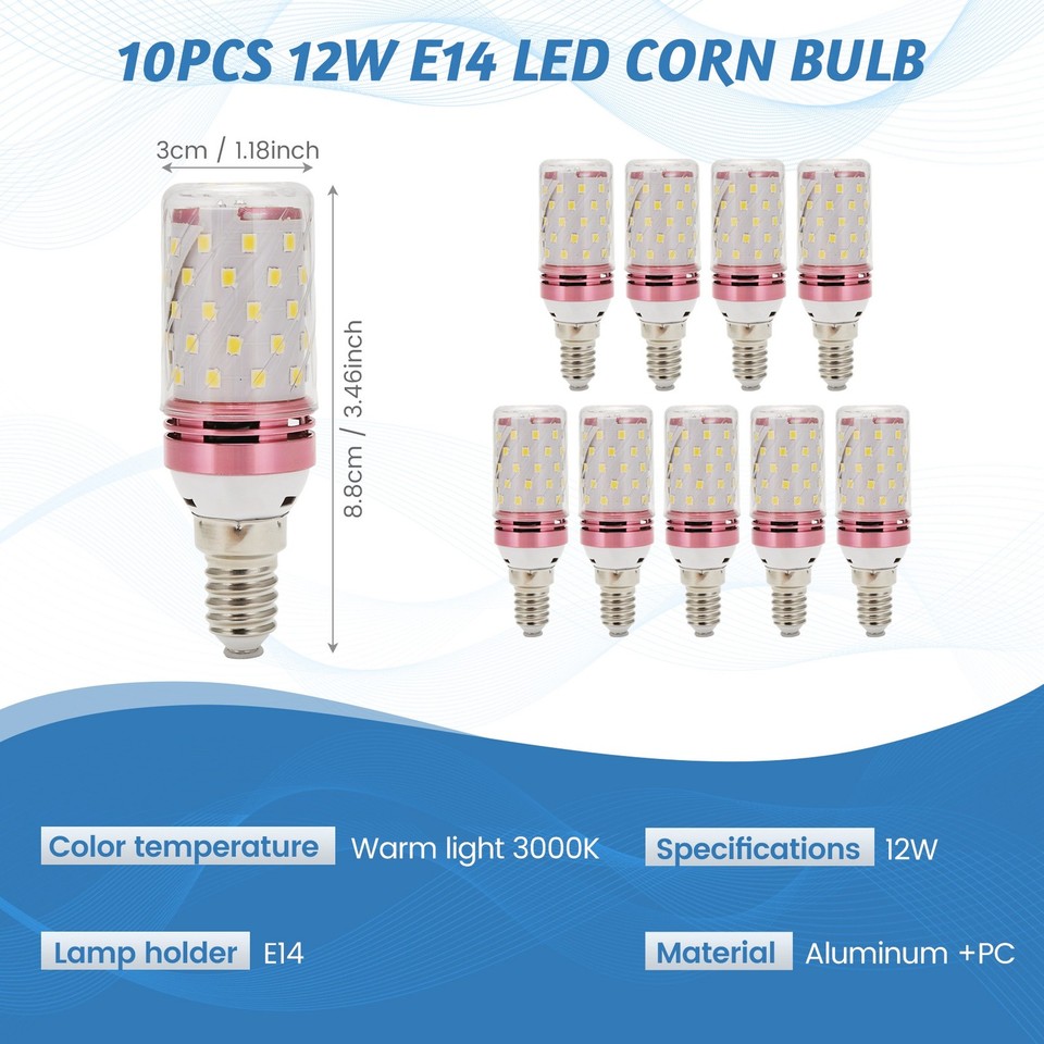 Bulb Thread Check 10Pcs E14 LED Corn Bulb 12W Corn Bulb Replace Lamps Small Screw-in 8691 ...