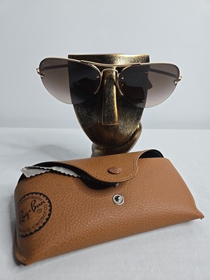Authentic Ray-Ban RB3449 Iconic Aviator 59mm Sunglasses - Gold Frame  Brown Lens