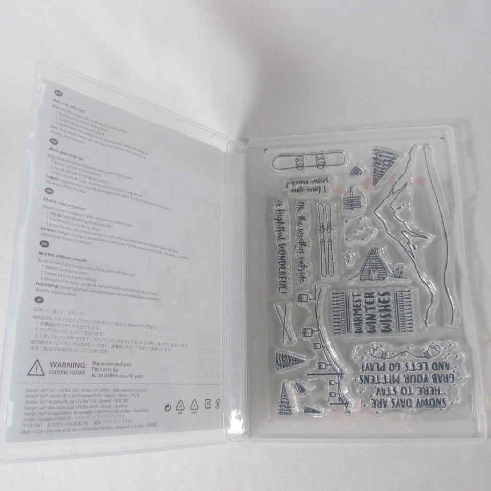 Набор марок Stampin Up Mountain Adventure фразы зимние деревья лыжный домик гора - Изображение 3 из 3