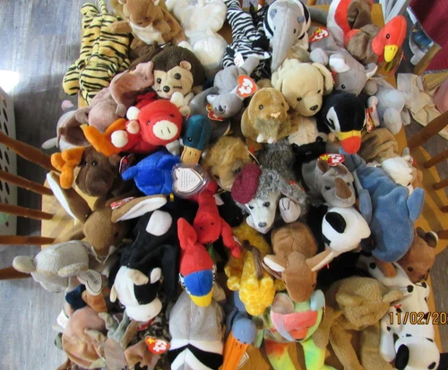 43 VINTAGE TY BEANIE BABIES 40 WITH TAGS 3 WITHOUT