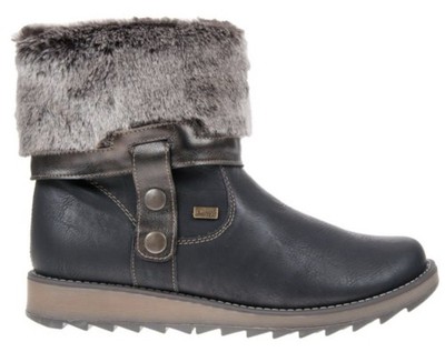 Remonte Shanice Black Bronze Ankle Boots Sz 38 7.5 US Faux Fur Lambswool