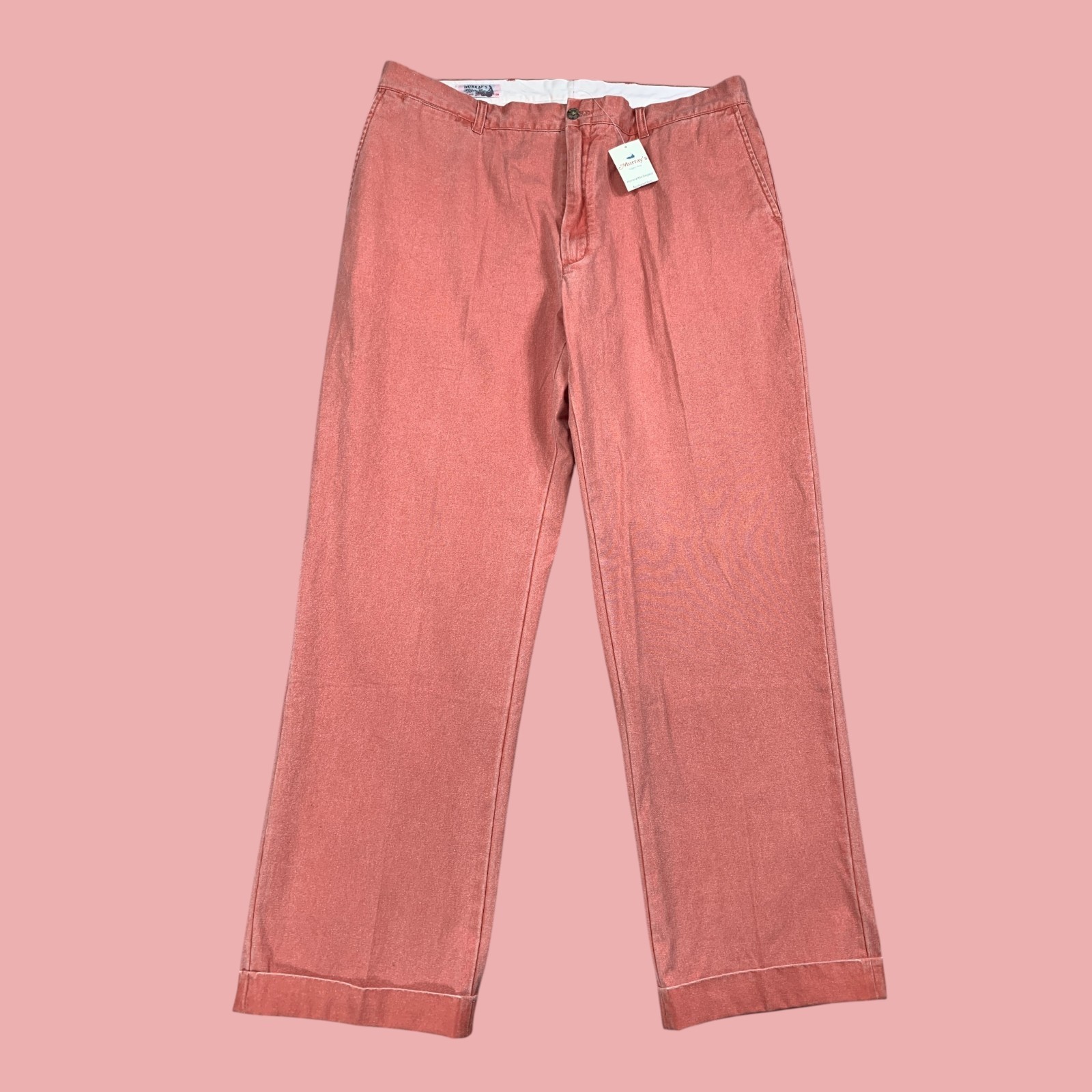 Murrays Toggery Shop Hombres 38x30 Nantucket Rojo Frente Plano Puños Algodón Nuevo con Etiquetas