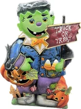 Frankenstein Metal Trick or Treat Tea Light Holder Halloween Decor 