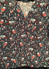 Cassandra O s Women s Christmas Scrub Sloth Ivy Mistletoe Tree Nurse Vet Tech