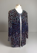 Past Times Beaded Jacket Size M Vintage Blue Black Peacock Unworn Stunning