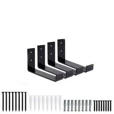 Evolf Shelf Brackets Heavy Duty J Floating Metal Shelves Wall Mounted - 4 Pack