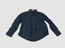 1595 Brunello Cucinelli Kids Girls Blue Denim Button-Down Shirt Size 4
