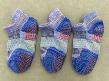 3 pairs BOMBAS Women's Performance Gripper Honeycomb Ankle Socks size S blue