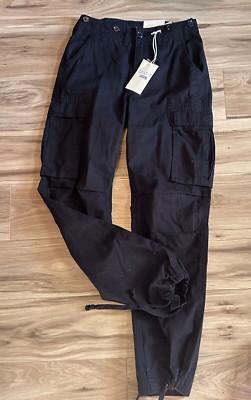 MNML Vintage Style Twill Cargo Pants Midnight Black Men s Size 30 New