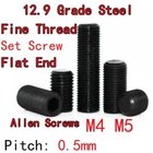 M4 M5 Allen Screws Black 12.9 Grade Fine Thread Set Screw Headless Flat End Bolt