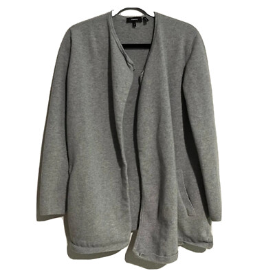 Theory Womens size S Gray Nyma Ko Merino Wool Angora Open Front Cardigan  Sweater