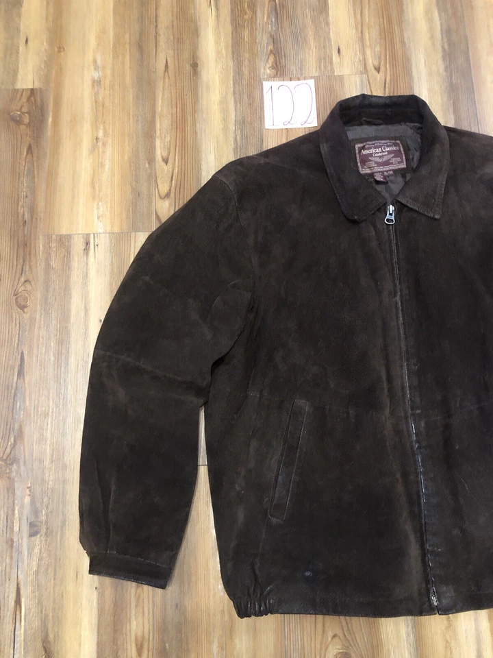 American Classics Colebrook Chaqueta de Cuero Gamuza Marrón para Hombres XL Bombardero LEER Foto 2 de 4
