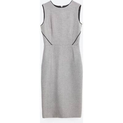 Zara Grey Sheath 'Tube' Dress with Black Piping Size S | eBay