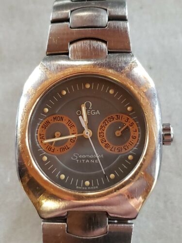 Omega Seamaster Polaris Titane 120M 34mm watch gray Gold 0003 day date  running - Bild 1 von 12