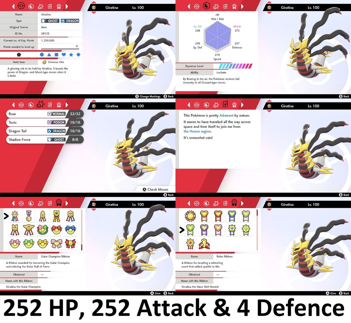 Pokemon Sword and Shield Ultra Shiny Giratina 6IV-EV Trained