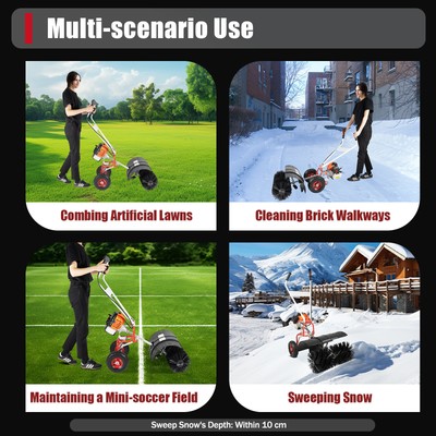 2.5HP 52CC Gas Power Sweeper Broom Driveway Turf Grass Cleaning Sweeping Machine