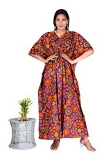 Indian Cotton Kaftan Night Gown Night Dress Cotton Brown Circle Women's Kaftans