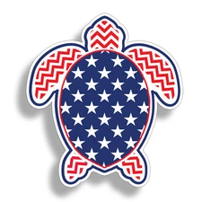 3" Sea Turtle Sticker Stars Stripe American Cup Cooler Phone Laptop Vinyl Decal