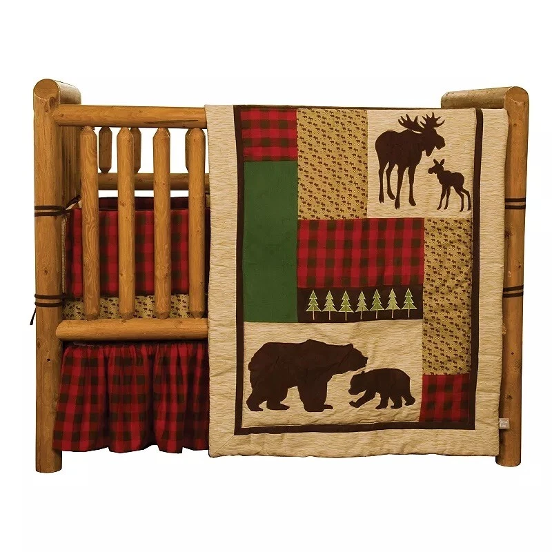 🌲🐻🫎 3-Pc Trend Lab Northwoods Woodland Crib Set I Boy's Rustic Nursery