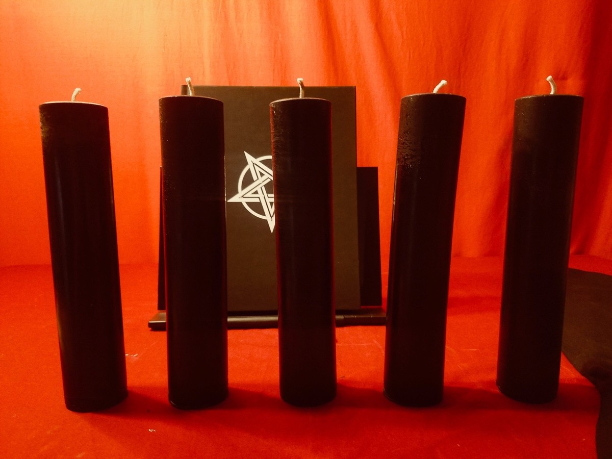 Pact with the Devil Kit: 5 Black Candles, Hood, Goatskin & Temple of Satan  Book!