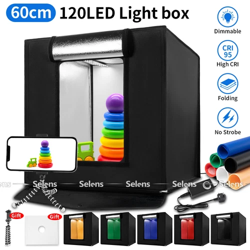 PULUZ 24" Portable Photo LED Light Box Tent Cube Shooting Photography Kit