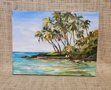 Hawaii Hawaiian Artist - Lisa Bunge - Original Oil Painting - Keauhou Bay Palms