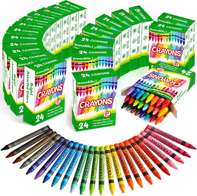 No.1 Crayons Bulk Pack 24 Count Durable Non-Toxic for Kids Classroom Home