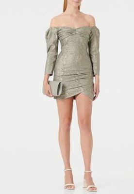 Just Cavalli Bodycon Kleid Schulterfrei Gold Brokat Made in Italy UVP 599£