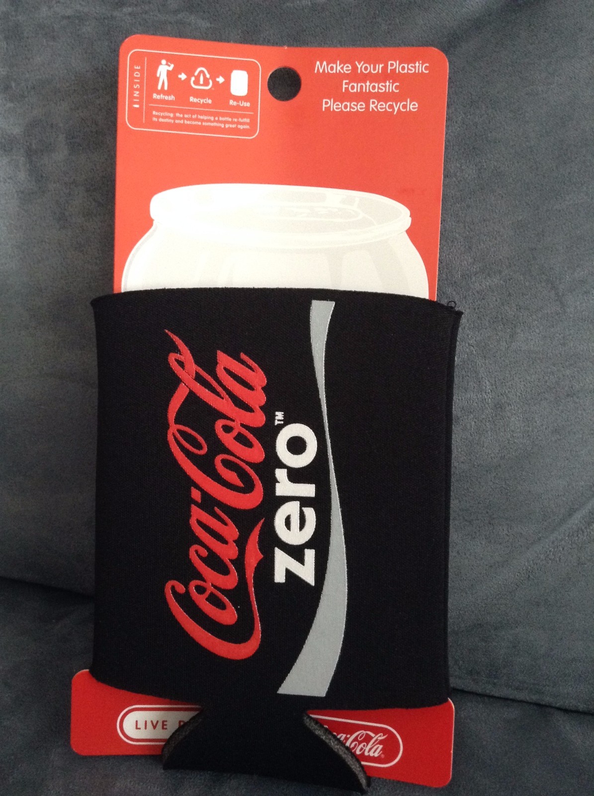 COCA COLA ZERO BLACK KOOZIE INSULATOR FITS CANS OR BOTTLES BRAND NEW