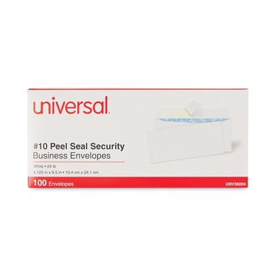 Universal 36004 Square Flap Security Tint Business Envelope - White (100/BX) New