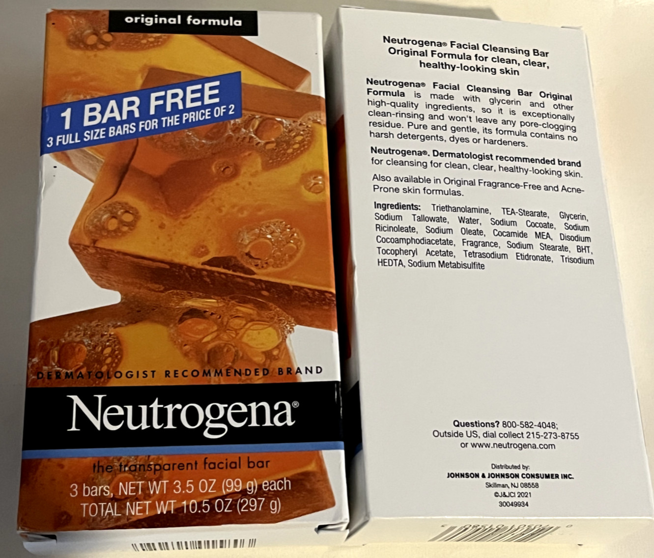 Neutrogena Transparent Facial Bar Soap 2pk of 3 bars Original