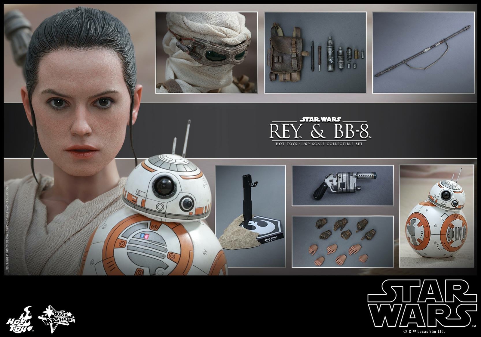 1/6 HOT TOYS MMS337 STAR WARS VII THE FORCE AWAKENS REY & BB-8 SET 