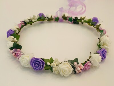 Blumenkranz Haar Schmuck Cicekli Tac Gelin Hochzeit Brautjungfer Braut Rosa Lila