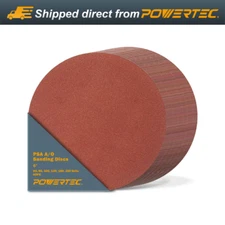 POWERTEC 110261 6 Inch PSA Sanding Discs for 4x36 Belt Sander, 60PK